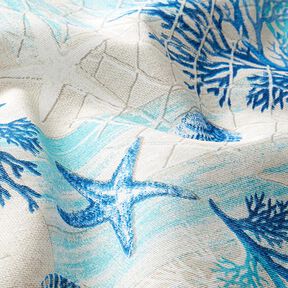 Tecido para decoração Lona Colagem Look marítimo – azul/turquesa, 