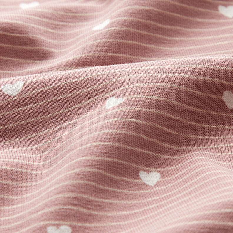 Jersey de algodão Corações e riscas  – rosa-velho claro,  image number 3