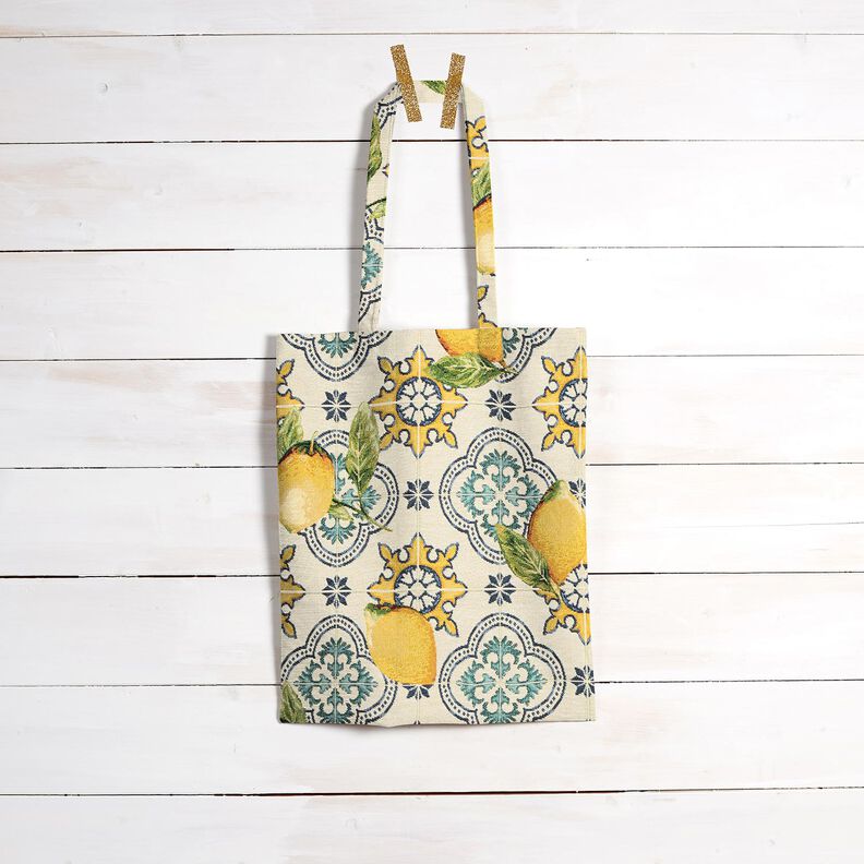 Tecido para decoração Gobelina Azulejos de limão – natural/amarelo-limão,  image number 8