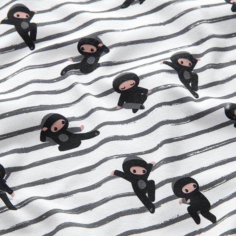 Jersey de algodão Ninjas às riscas  – branco,  image number 2
