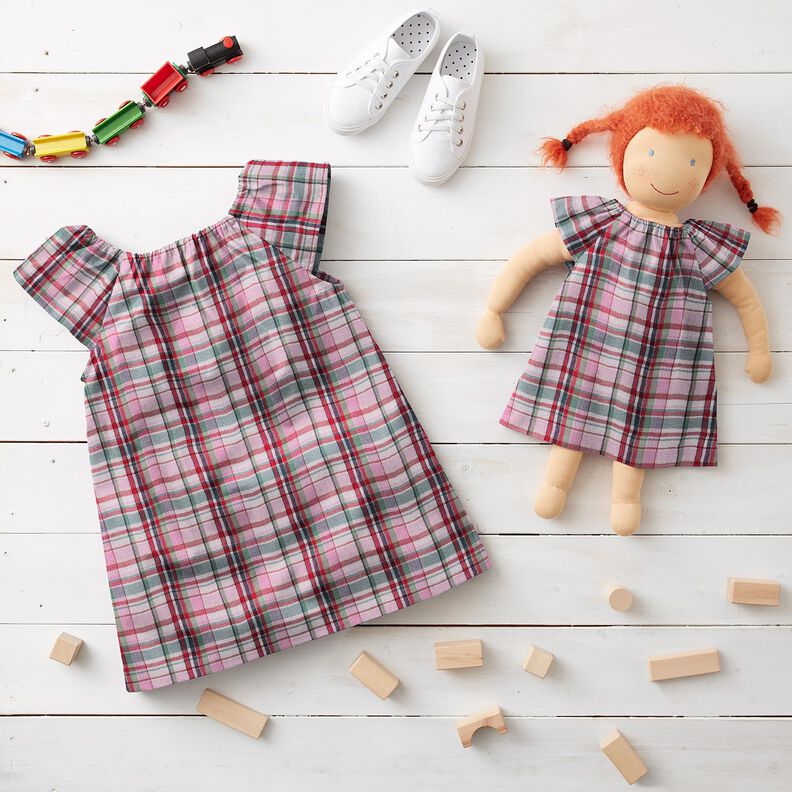 Musselina/ Tecido plissado duplo Lurex Xadrez | Poppy Fabrics – rosé/ouro metálico,  image number 5