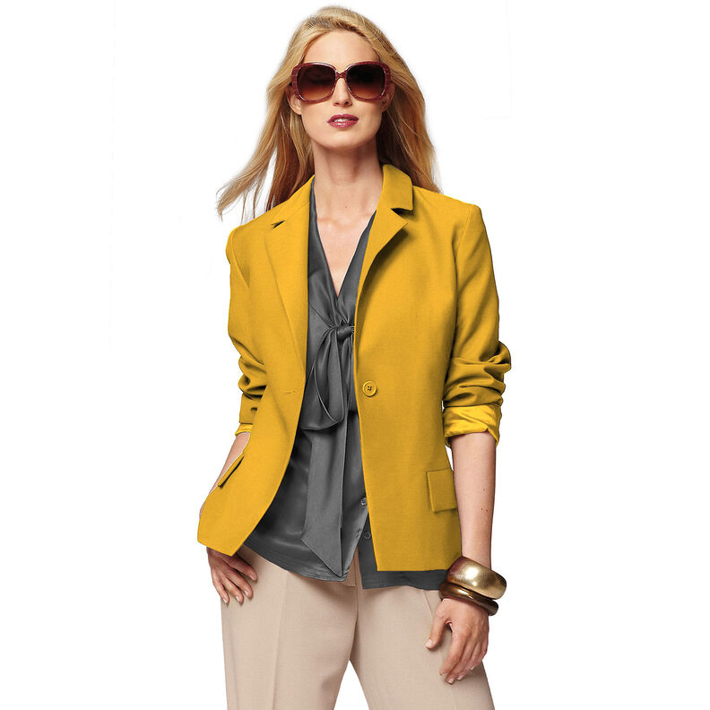Sarja de algodão Stretch – amarelo-caril,  image number 5