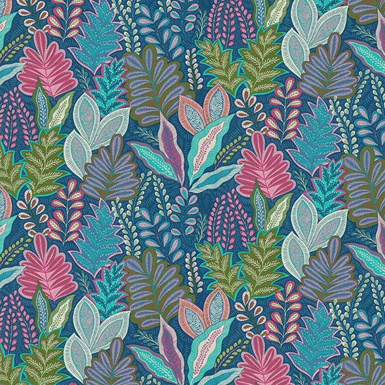 Tecido para decoração Meio linho Panamá Botânica – azul-marinho,  image number 1