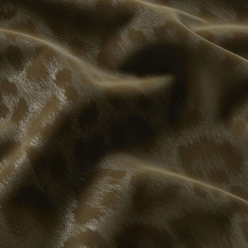 Tecido para calças revestido e cardado Estampado Leo – caqui,  image number 5