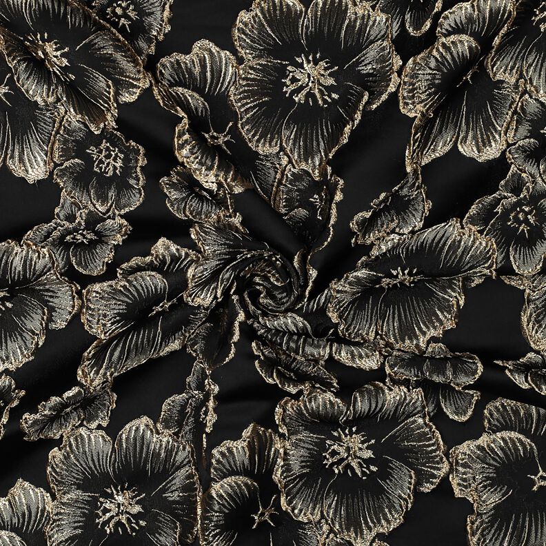 Jacquard Flores com efeito 3D – preto/amêndoa,  image number 3