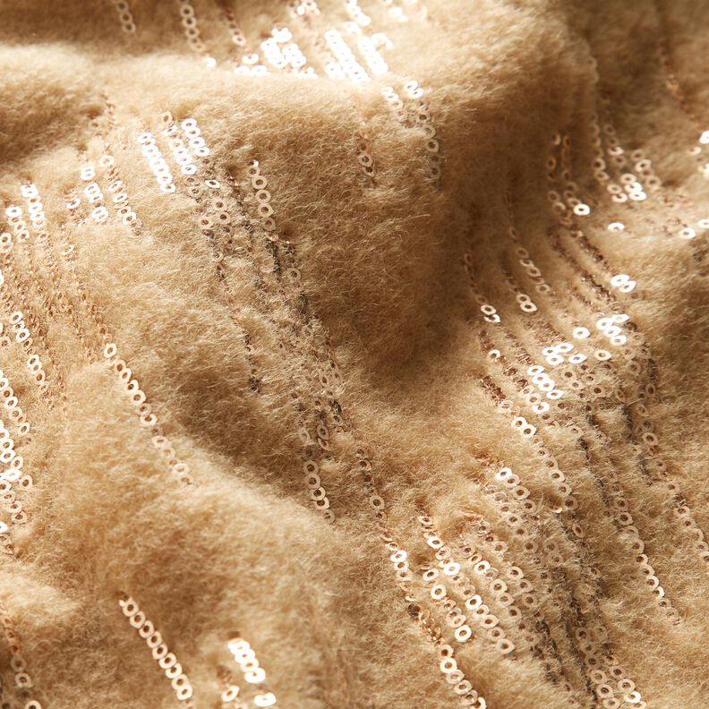 Malha para sobretudos com riscas com lantejoulas – bege,  image number 2