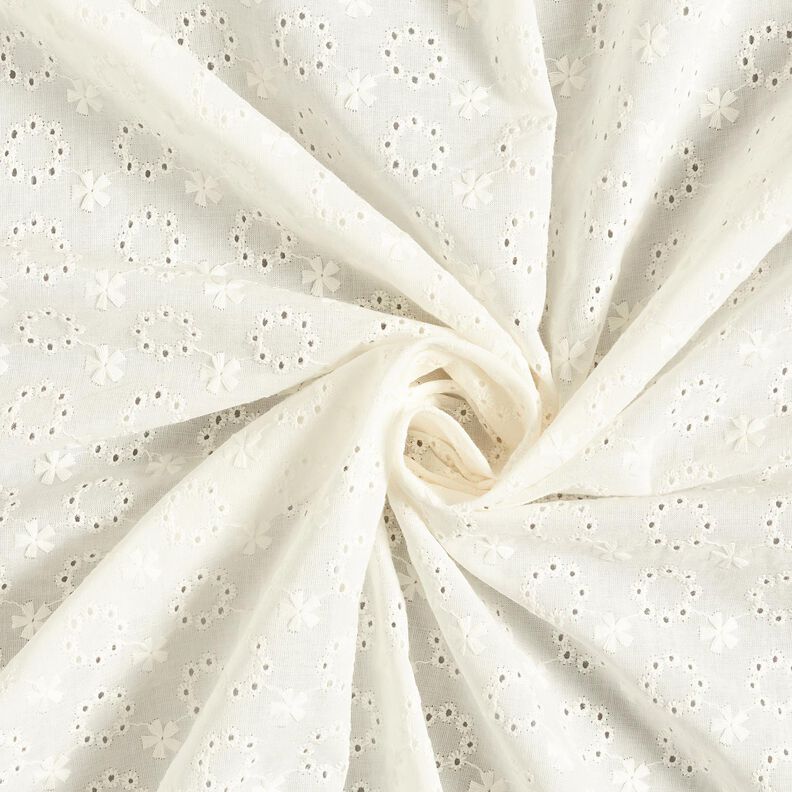 Cambraia de algodão Bordado inglês Coroas de flores – branco sujo,  image number 5