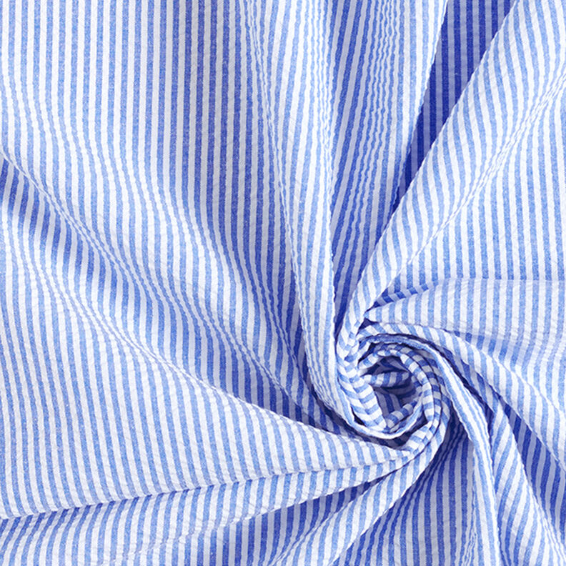 Anarruga Riscas de mistura de algodão – azul real/branco sujo,  image number 3