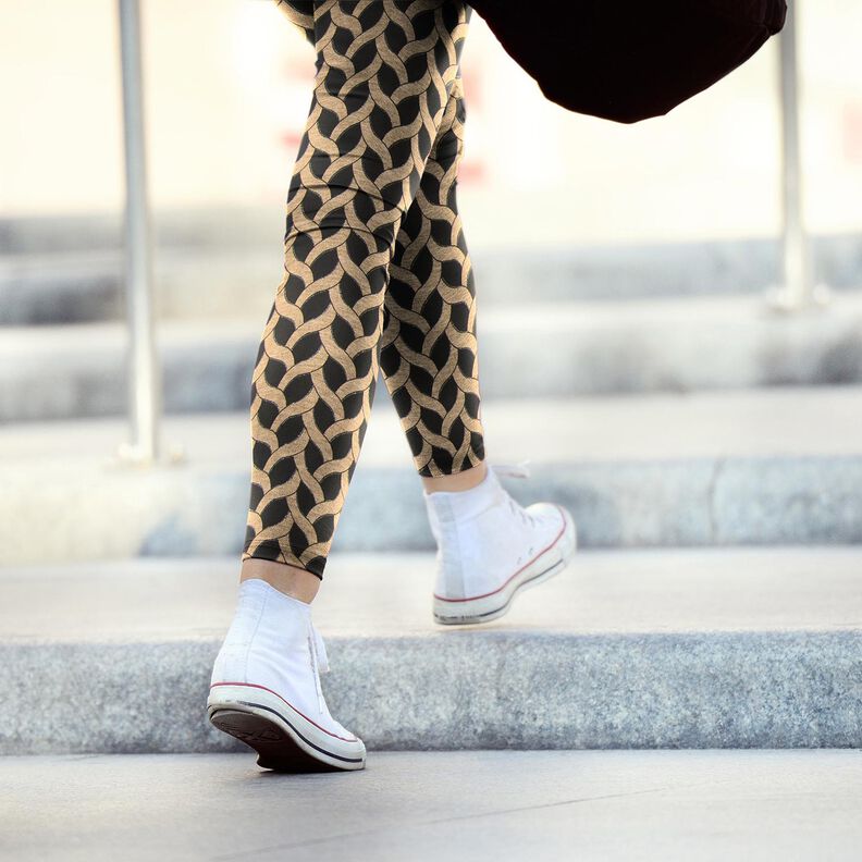 Jersey de viscose Padrão entrançado brilhante – preto/damasco,  image number 6