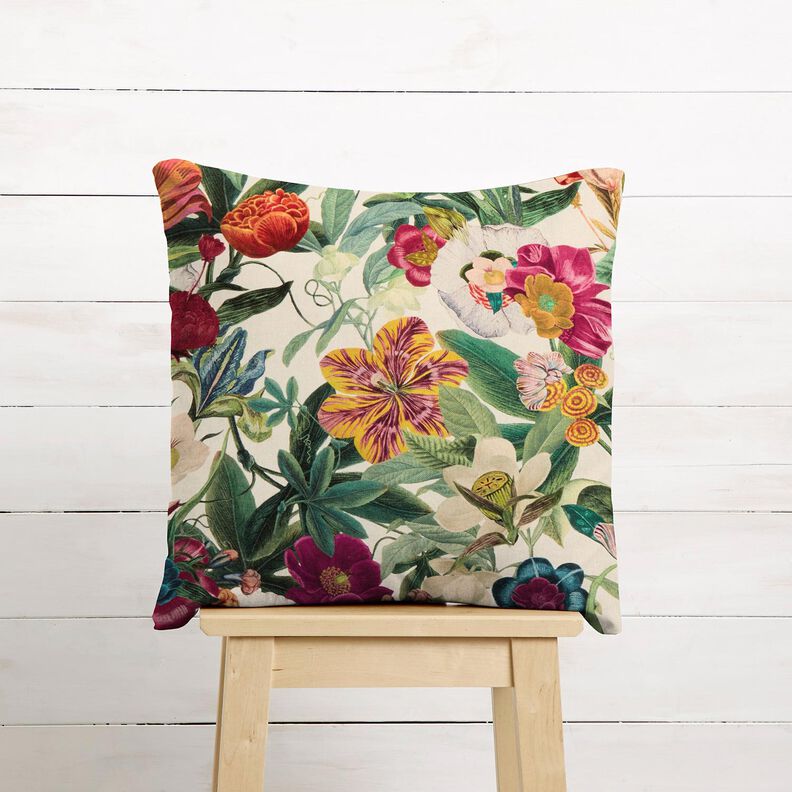 Tecido para decoração Meio linho Panamá Flores magníficas – natural/púrpura,  image number 9