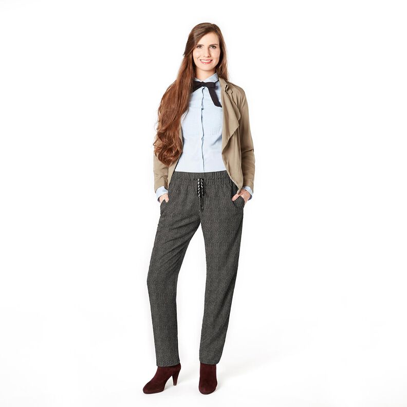 Tecido para calças mistura de lã e riscas melange – preto/branco,  image number 5