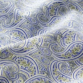 Tecido para camisas Paisley sobreposto &ndash; &iacute;ndigo/oliva, 