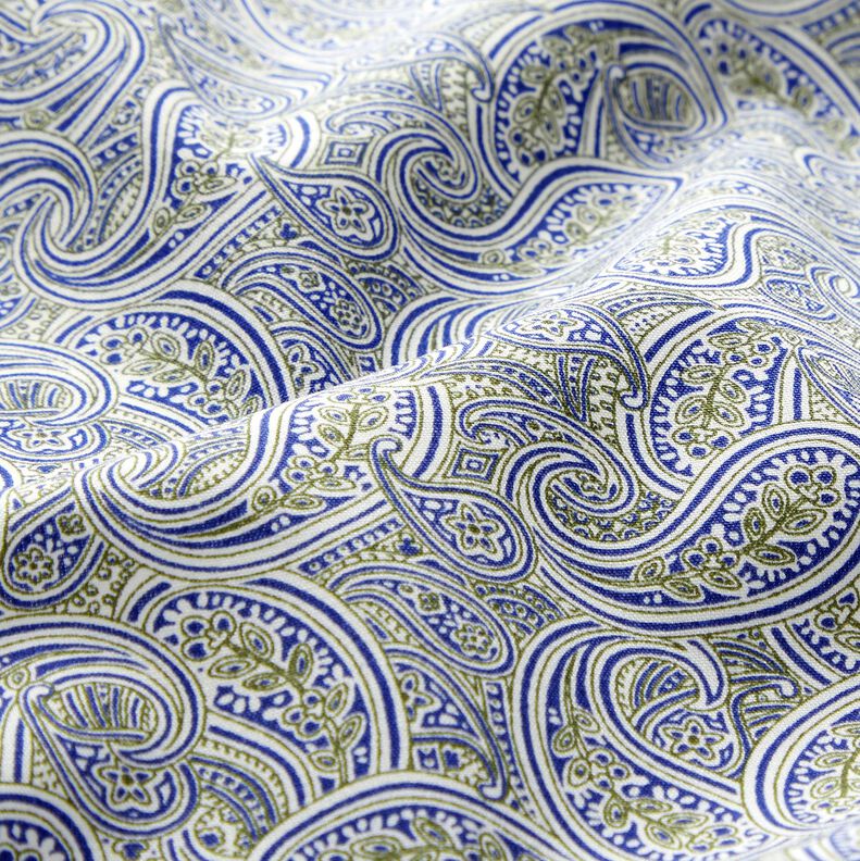 Tecido para camisas Paisley sobreposto &ndash; &iacute;ndigo/oliva,  image number 2
