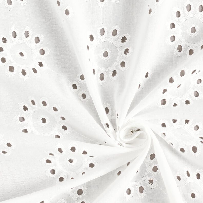 Tecido de algodão Bordado inglês floral – branco,  image number 3