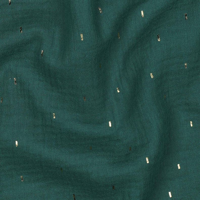 Musselina/ Tecido plissado duplo Retangular Estampado prateado | Poppy Fabrics – pinheiro azul/ouro,  image number 2