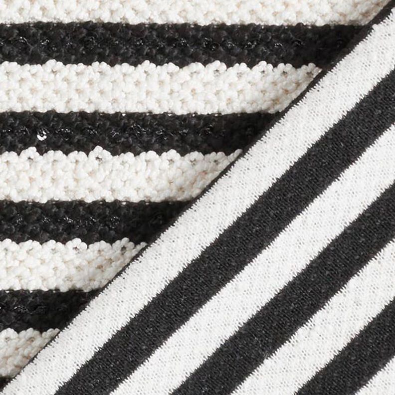 Tecido de malha Riscas brilhantes com lantejoulas – branco sujo/preto,  image number 4