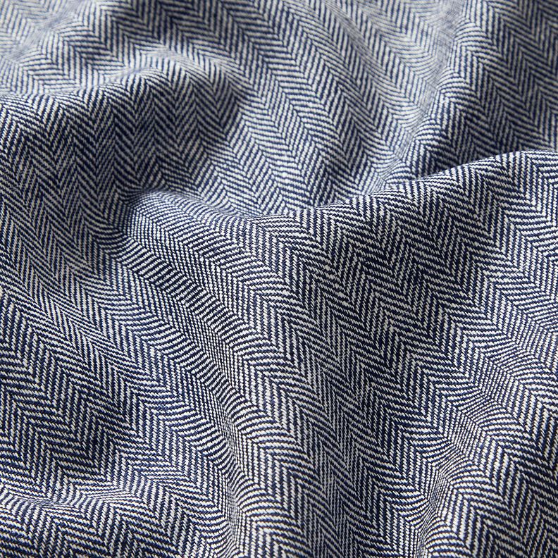 Mistura de linho e algodão Espinha de peixe – azul-noite,  image number 2