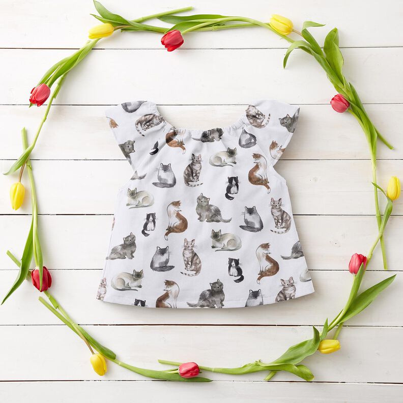 Popelina de algodão Gatos felizes Impressão Digital | Poppy Fabrics – branco,  image number 6