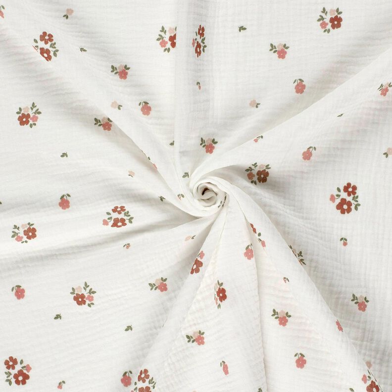 Musselina/ Tecido plissado duplo Flores – branco,  image number 3