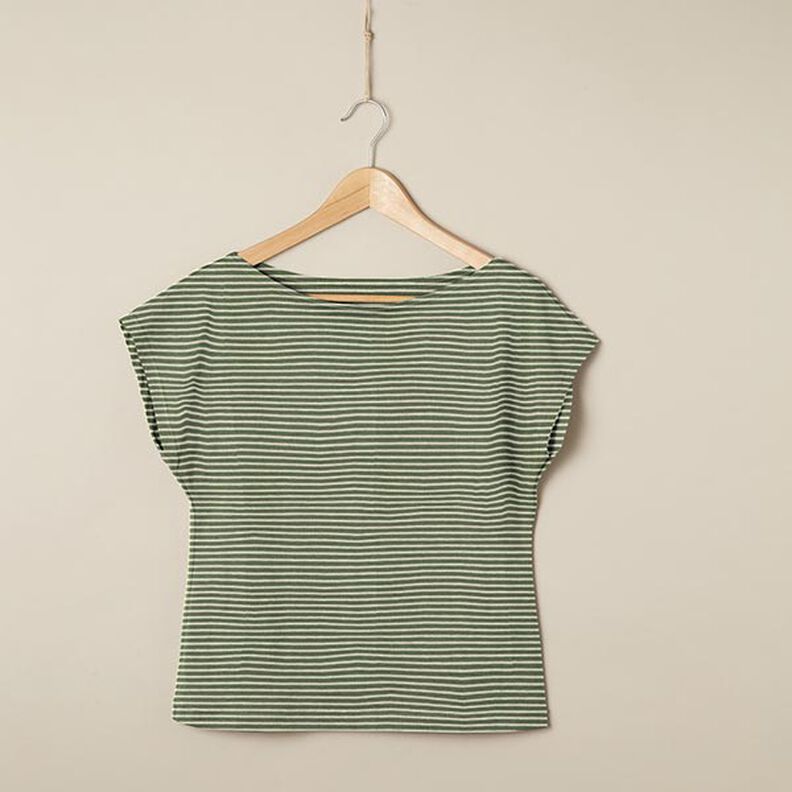 Jersey de algodão Riscas estreitas – verde amarelado/verde-pinheiro,  image number 7