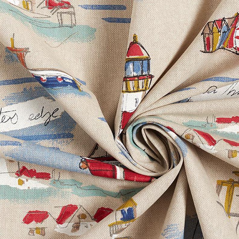 Tecido para decora&ccedil;&atilde;o Meio linho Panam&aacute; Barcos &ndash; azul/vermelho,  image number 3