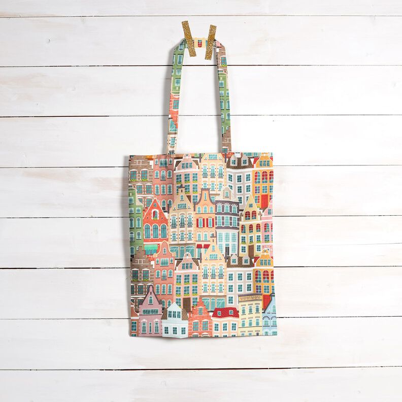 Tecido para decoração Meio linho Panamá Casas de cidade – marfim/taupe,  image number 8