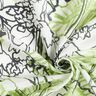 Mistura de seda e algodão Flores abstratas – marfim/verde folhas de maio,  thumbnail number 3