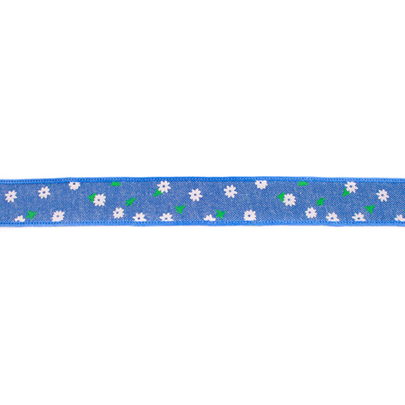 Fita de tecido Chambray Florzinhas – azul ganga,  image number 1