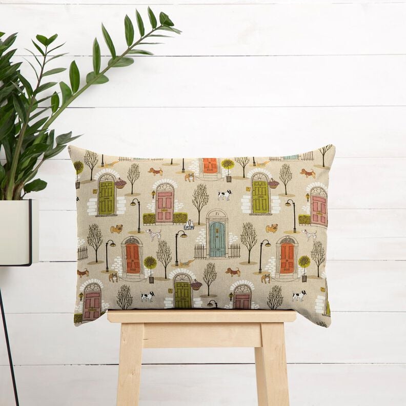 Tecido para decoração Meio linho Panamá Vizinhança de animais – natural/preto,  image number 7