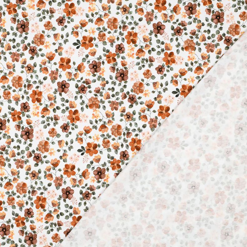 GOTS Jersey de algodão Flores de outono Impressão Digital – branco/rosé,  image number 3