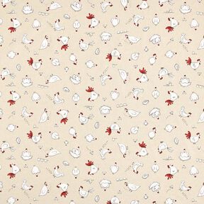 Tecido para decoração Meio linho Panamá galinhas – natural, 