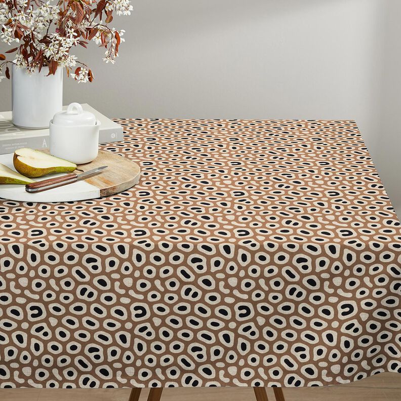 Tecido para decora&ccedil;&atilde;o Meio linho Panam&aacute; Padr&atilde;o Leo abstrato &ndash; castanho claro/caju,  image number 7