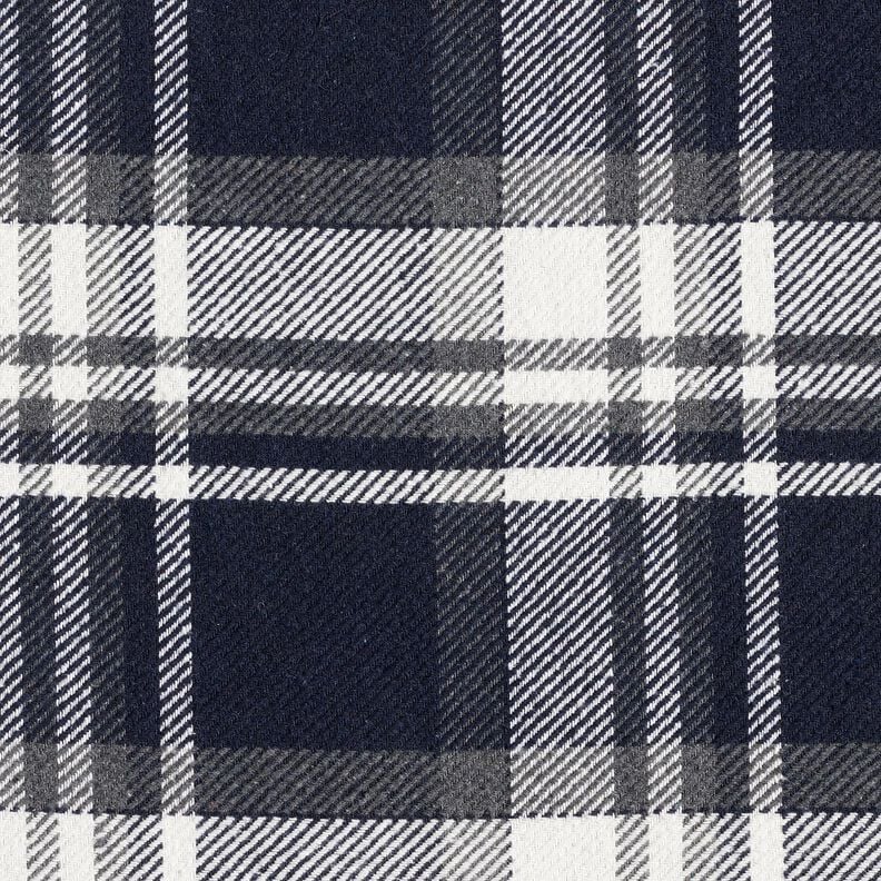 Tecido para sobretudos com reverso em pele Xadrez – azul-noite/cinza ardósia,  image number 1