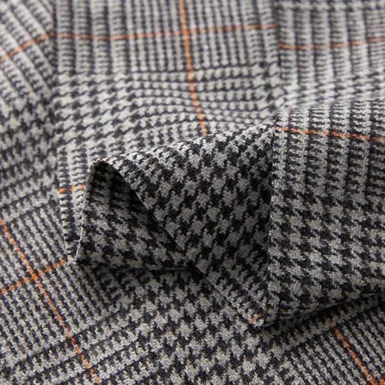 Tecido de lã Príncipe de Gales – cinzento escuro/laranja,  image number 3