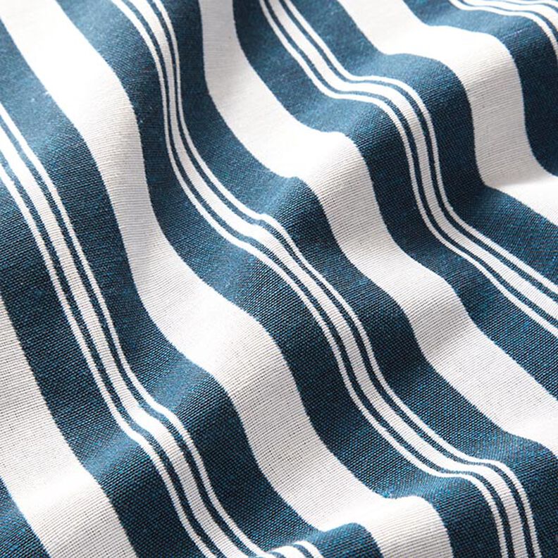 Tecido para decoração Jacquard Riscas – azul-oceano/branco,  image number 2