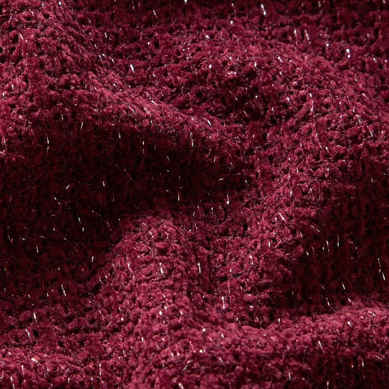 Chenille Malha Jacquard Brilho – bordô/prata metálica,  image number 2