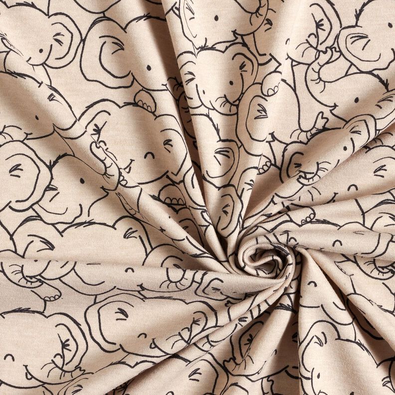 Mistura de algodão Jersey Tropel de elefantes – natural,  image number 3