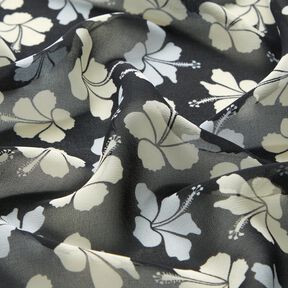 Chiffon Flores de hibisco – preto/branco, 
