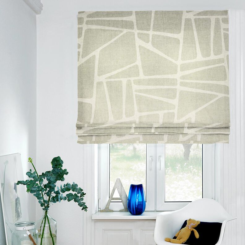 Tecido para cortinados Mix de linho Formas  – verde amarelado/natural,  image number 6