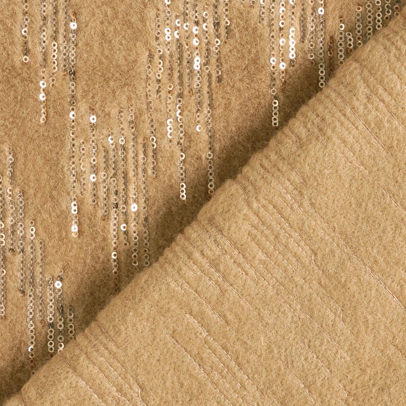 Malha para sobretudos com riscas com lantejoulas – bege,  image number 5