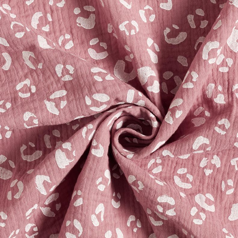 Musselina/ Tecido plissado duplo Padrão Leo grande – rosa-velho escuro/branco,  image number 3