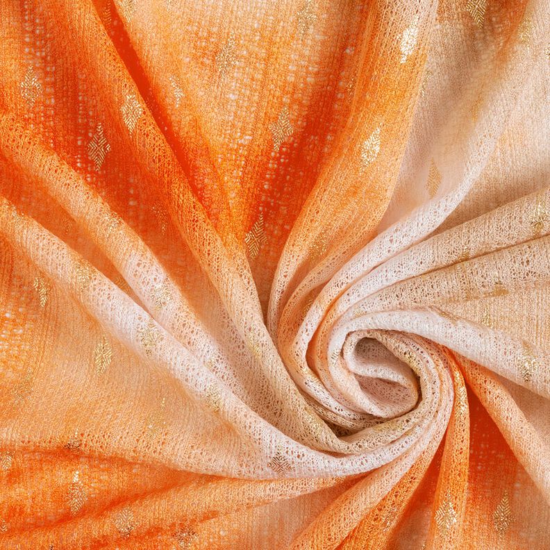 Renda em tricot Batik e losangos dourados – bege/laranja-pêssego,  image number 3