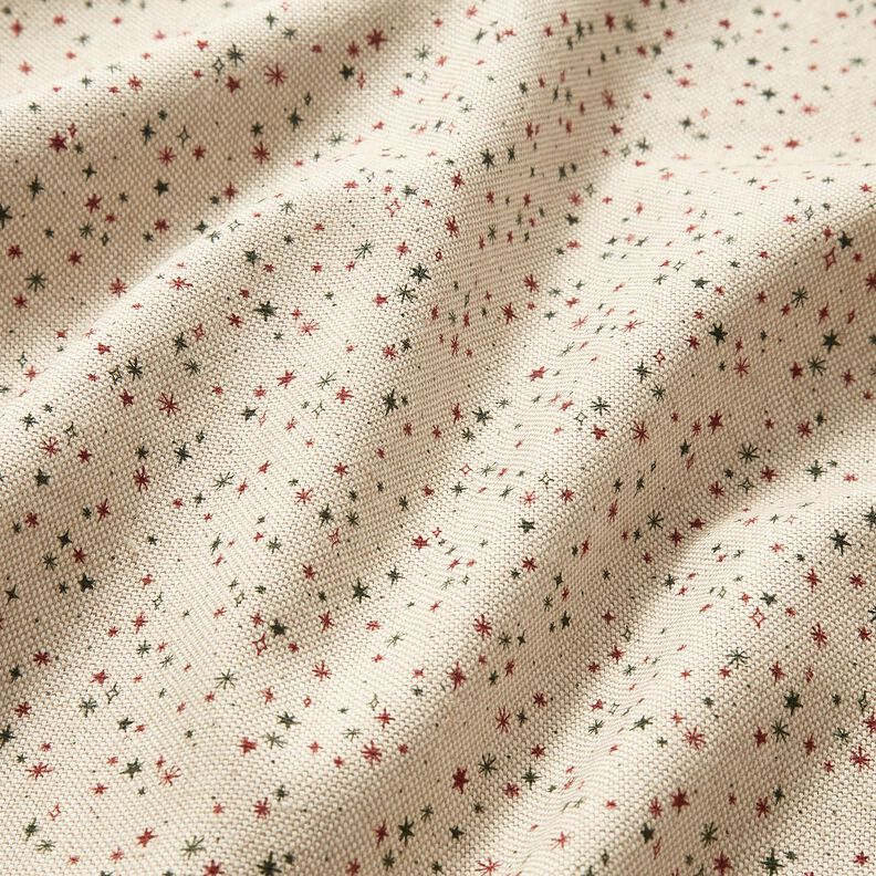Tecido para decoração Meio linho Panamá Estrelas festivas – natural/carmin,  image number 2