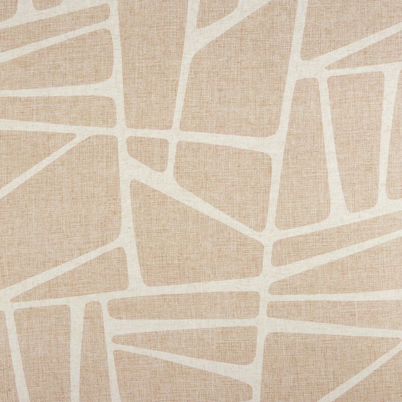 Tecido para cortinados Mix de linho Formas  – castanho/natural,  image number 1