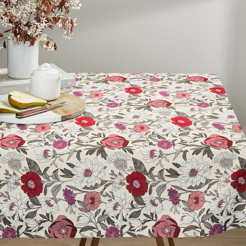 Tecido de algodão Cretone Flores coloridas – uva/natural,  image number 6