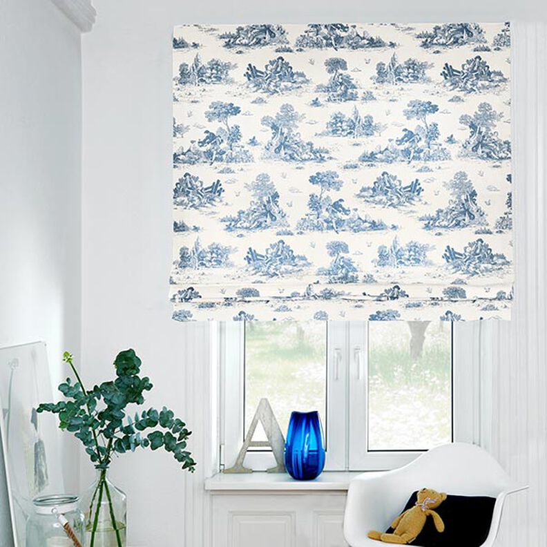 Tecido para decoração Meio linho Panamá Pastor – azul ganga/branco sujo,  image number 7