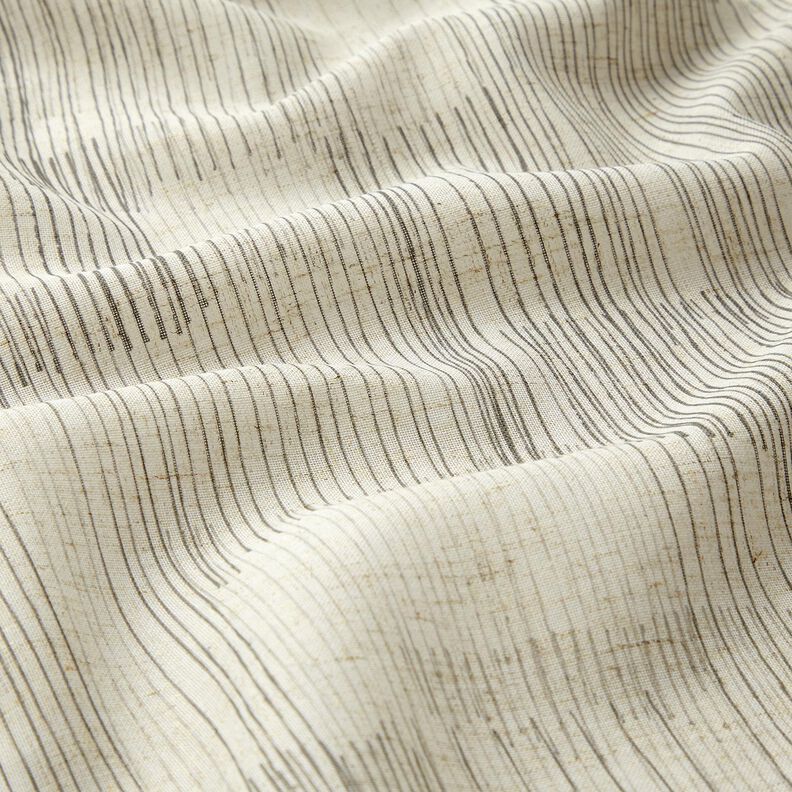 Tecido para cortinados Mix de linho Riscas irregulares  – cinzento/natural,  image number 2