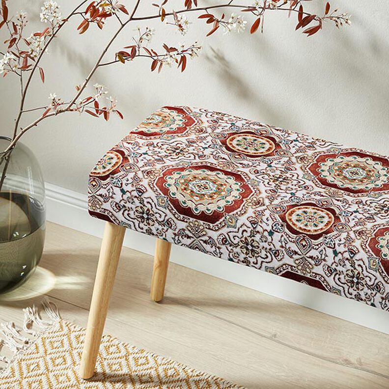 Tecido para decoração Gobelina Mandala oriental – carmin/marfim,  image number 5