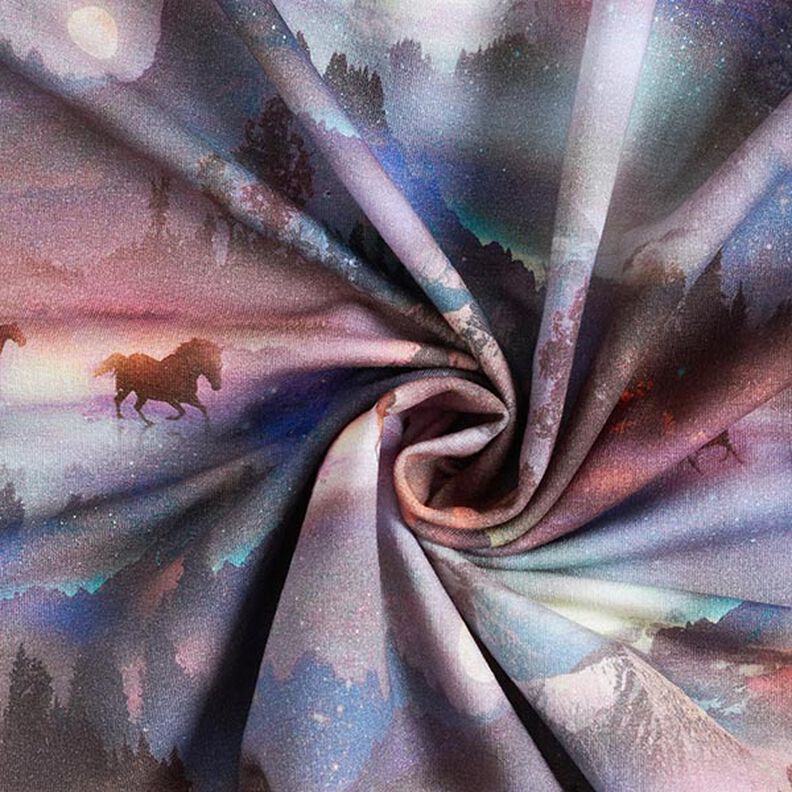 French Terry Sweat de verão Cavalos místicos Impressão Digital – púrpura média,  image number 4