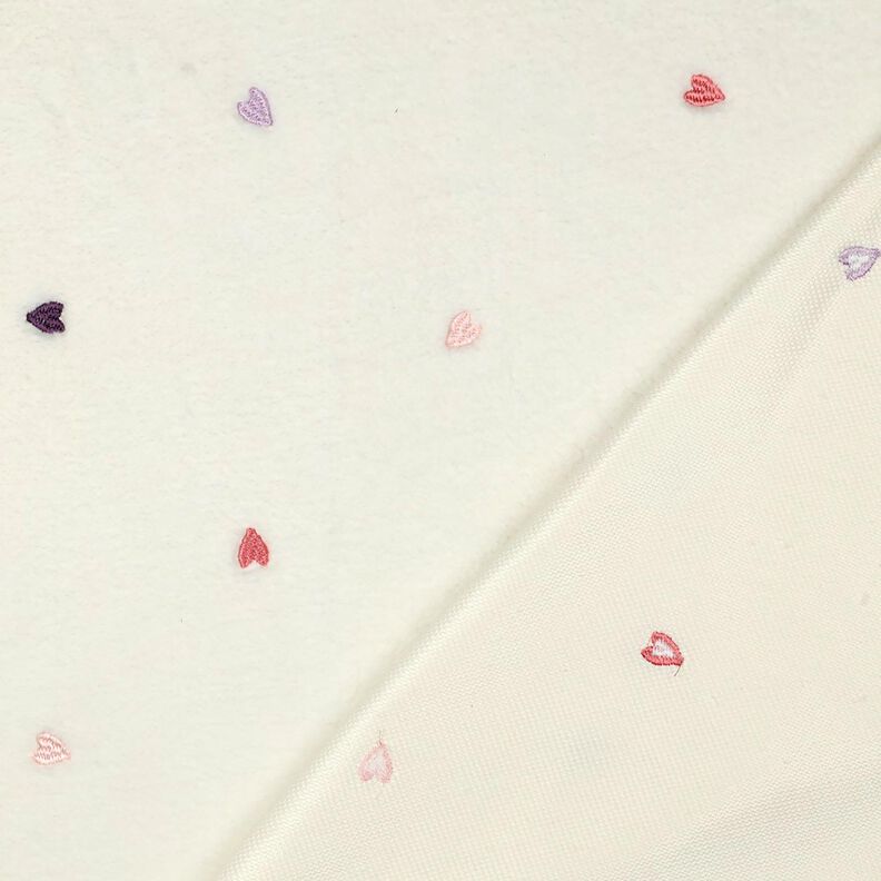 Tecido de pelúcia Teddy Corações bordados | Poppy Fabrics – marfim/rosé,  image number 4